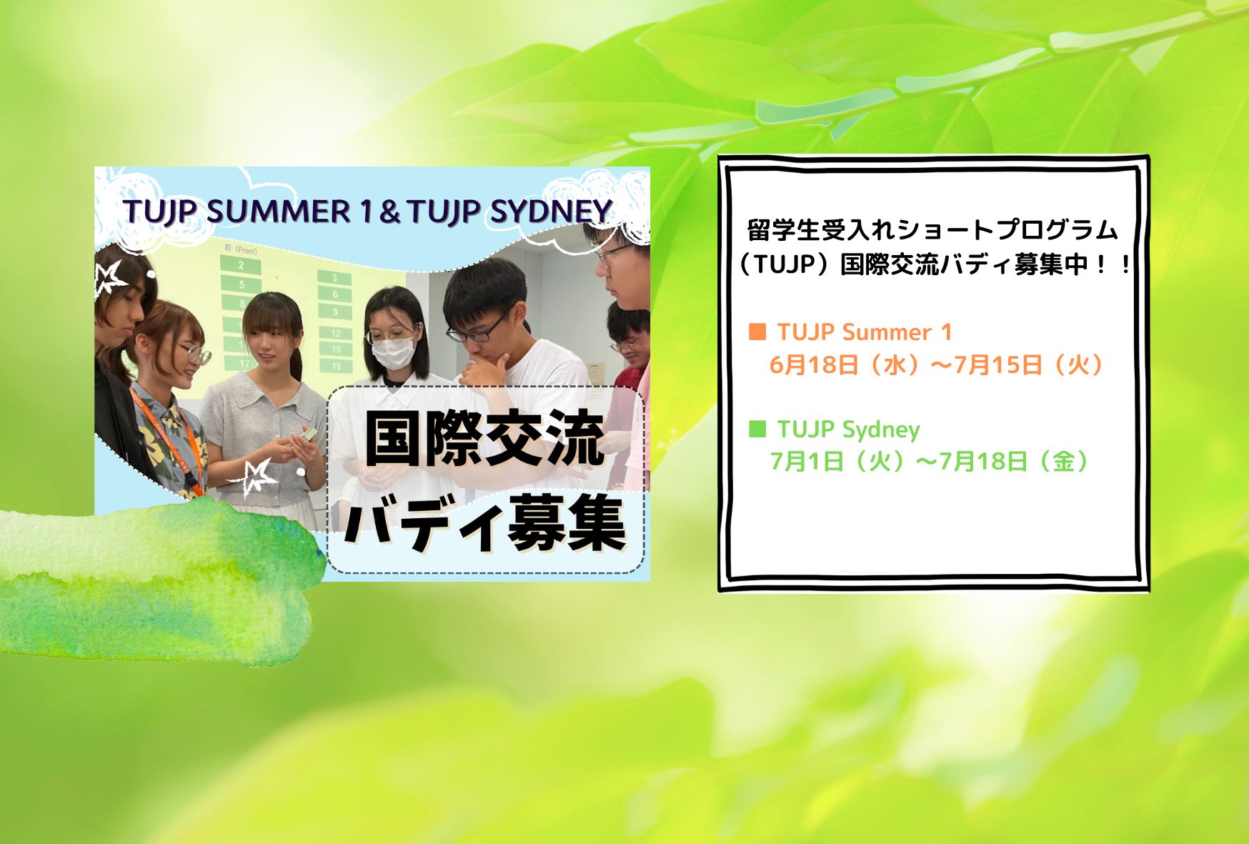 TUJP国際交流バディ募集!!